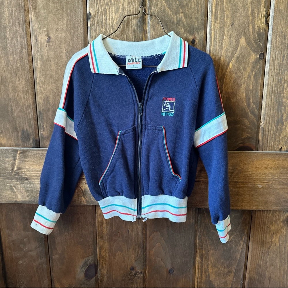 Boys Healthtex Vintage Zipper Jacket Navy Size 6